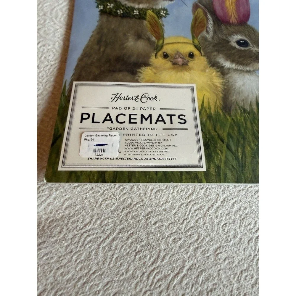 Hester & Cook Pad 24 Paper Placemats Festive Garden Gathering Easter Duck Bunn